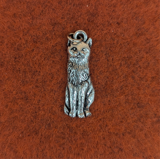 Pewter Sitting Cat Charm