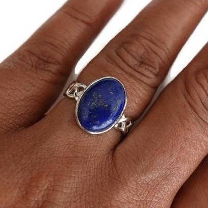 Sterling Silver Lapis Lazuli Celtic Weave Ring