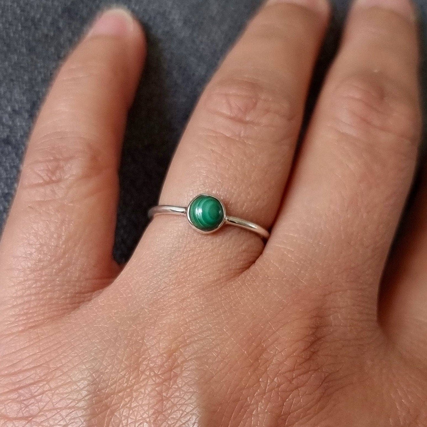 Malachite Sterling Silver Stacking Ring
