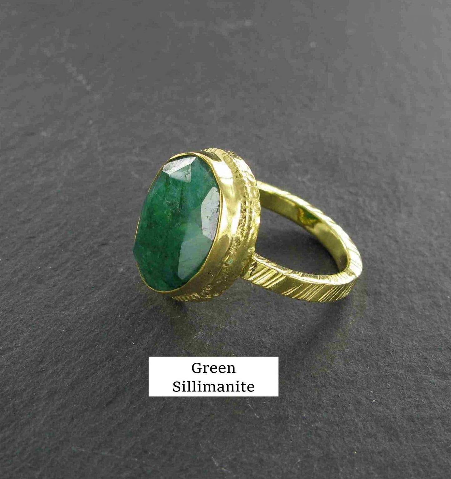 Faceted Stone Brass Ring [in store only]