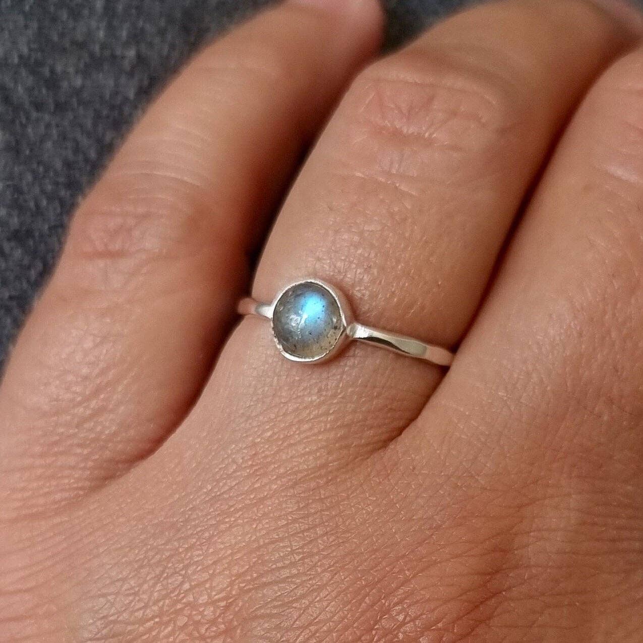 Sterling Silver Round Labradorite Stacking Ring