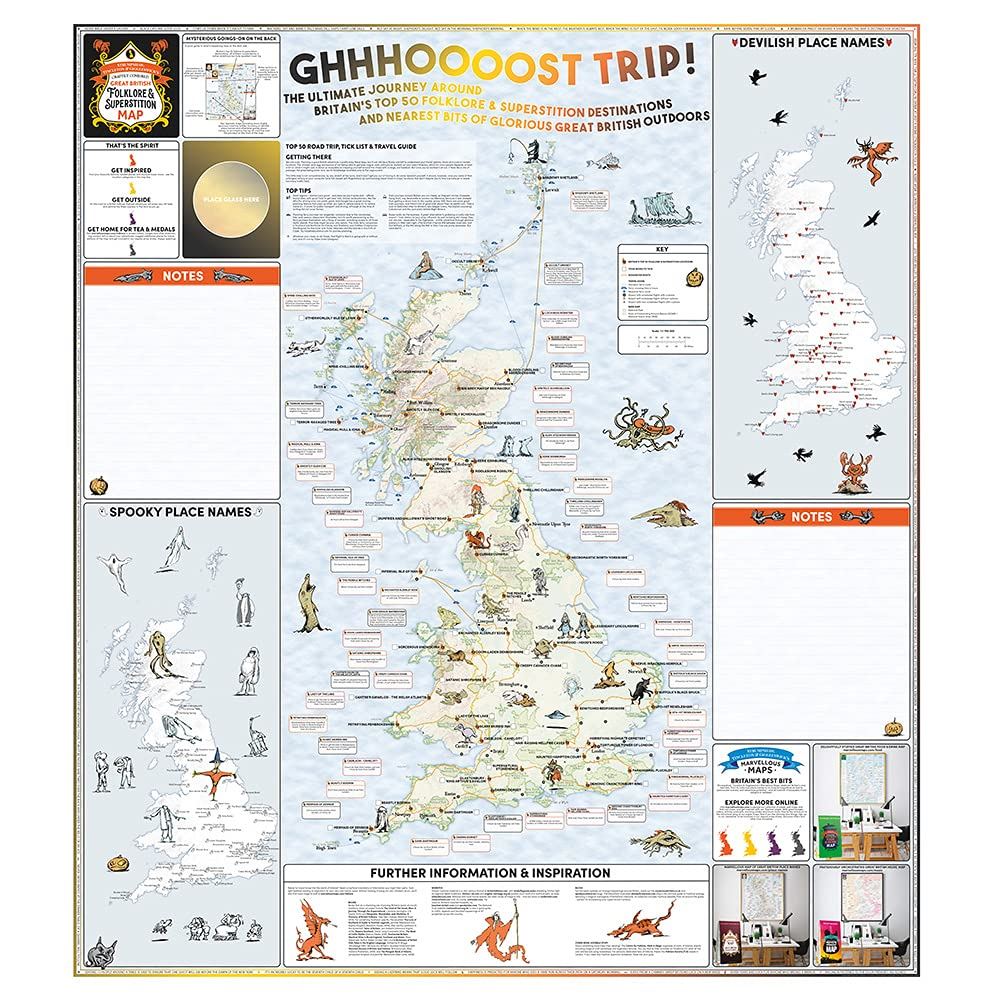 Great British Folklore and Superstition Map by Strumpshaw, Tincleton & Giggleswick