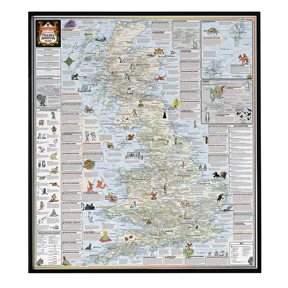 Great British Folklore and Superstition Map by Strumpshaw, Tincleton & Giggleswick