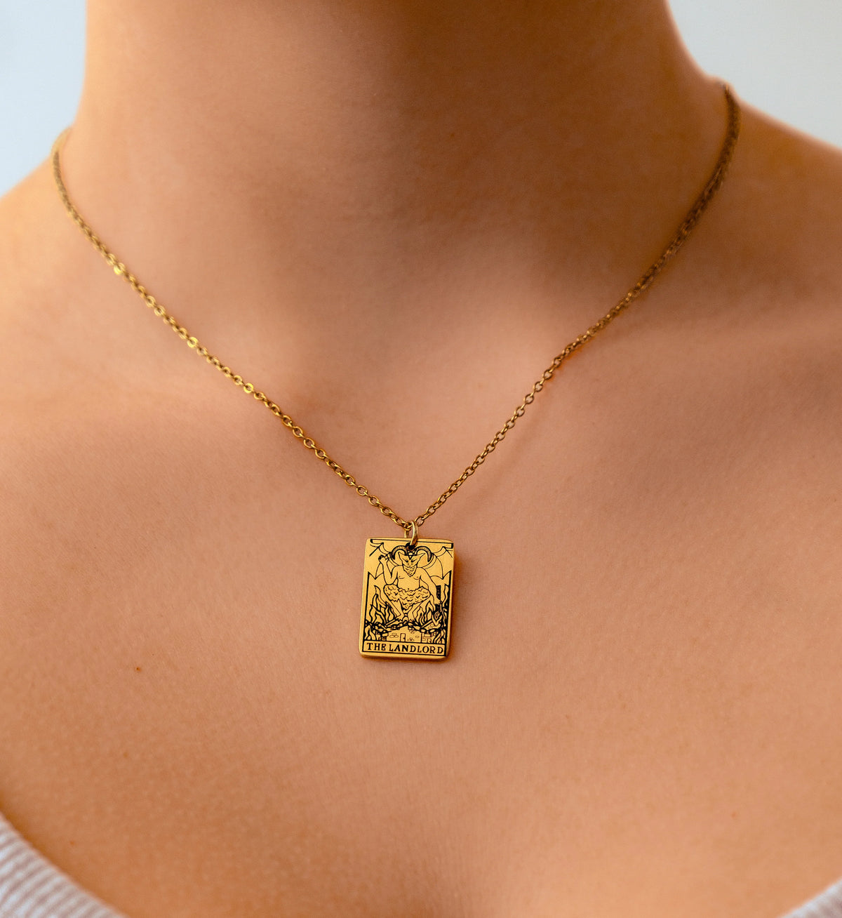 The Landlord Tarot Card Gold Necklace by Leftbians