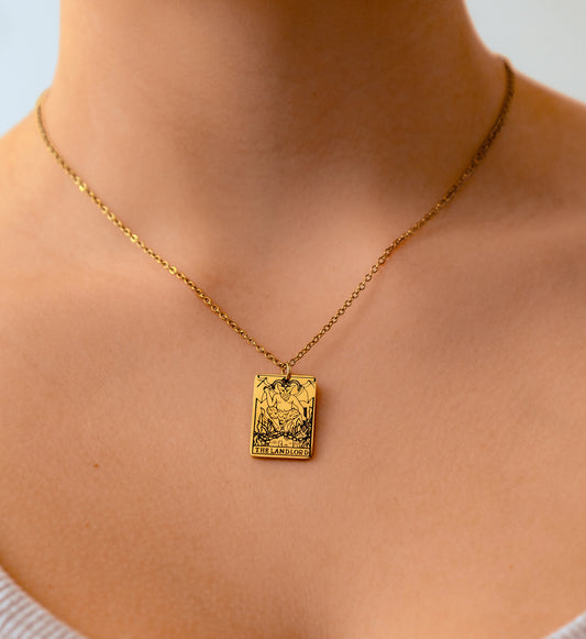 The Landlord Tarot Card Gold Necklace by Leftbians