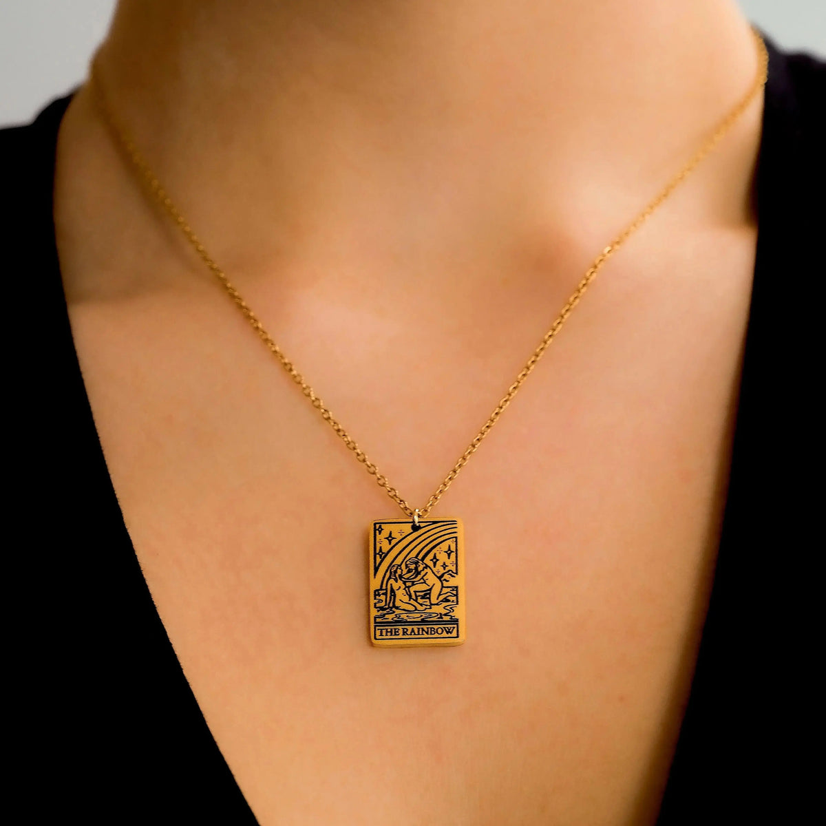 The Rainbow Tarot Card Gold Necklace by Leftbians