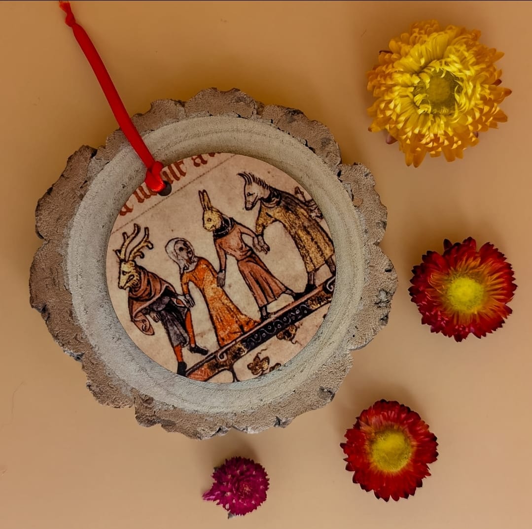 Mummer Decoration 'Medieval Mummers' Yule Tree Decoration – Wheel of Fate
