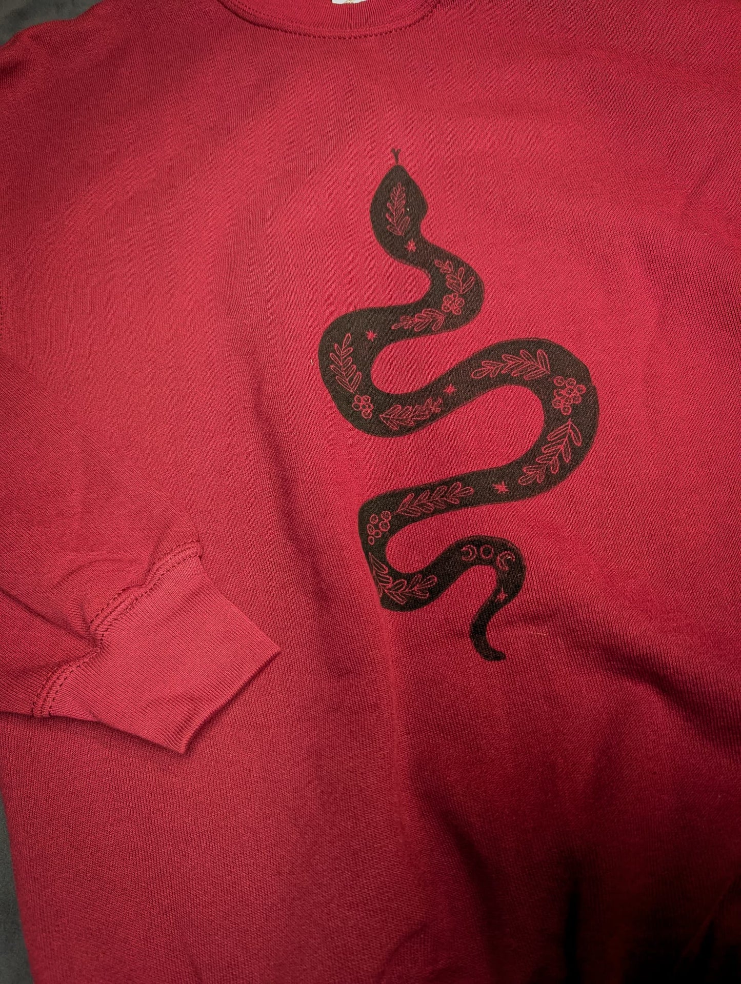 Burgundy Snake Sweatshirt by Acorn Print Studio