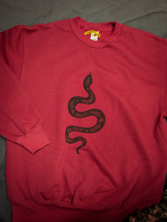 Burgundy Snake Sweatshirt by Acorn Print Studio