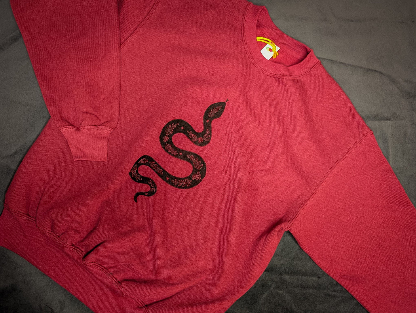 Burgundy Snake Sweatshirt by Acorn Print Studio