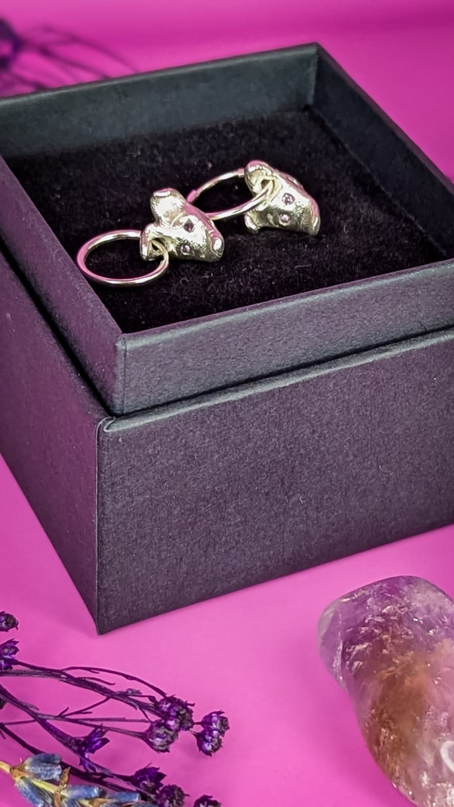 Silver Dangle Dog Earrings by Beth Longmore