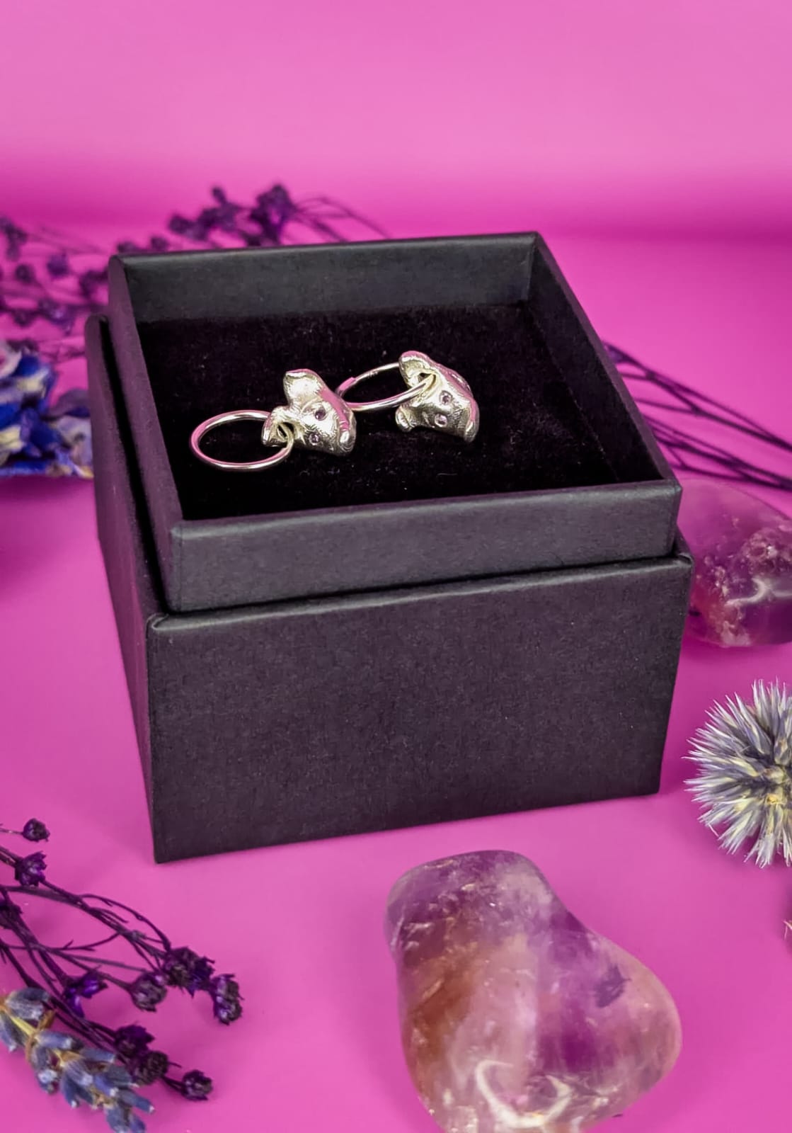 Silver Dangle Dog Earrings by Beth Longmore