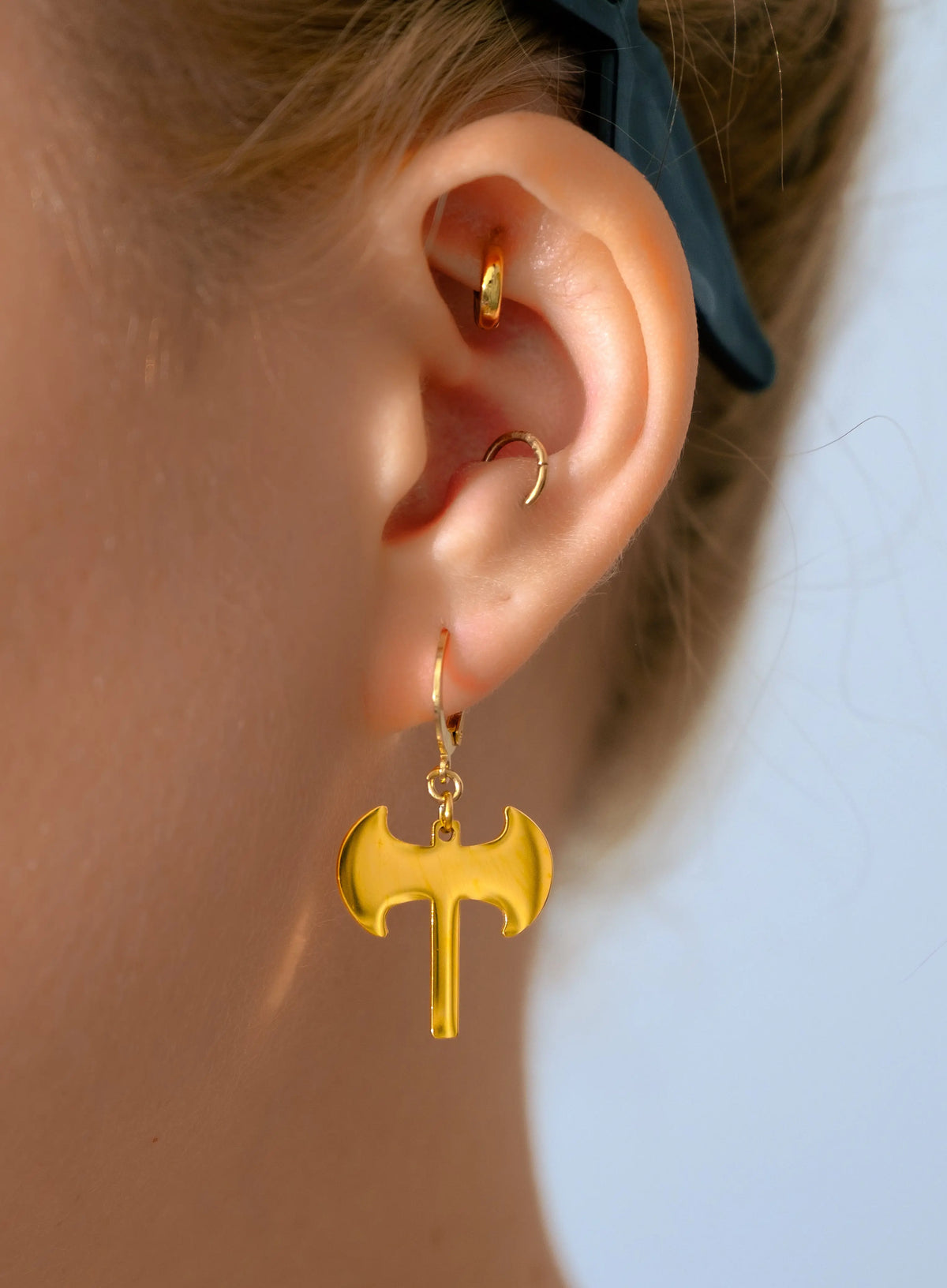 Labrys Earrings in Gold Stainless Steel by Leftbians