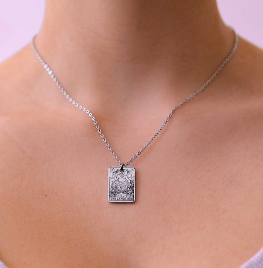 The Landlord Tarot Card Silver Necklace by Leftbians