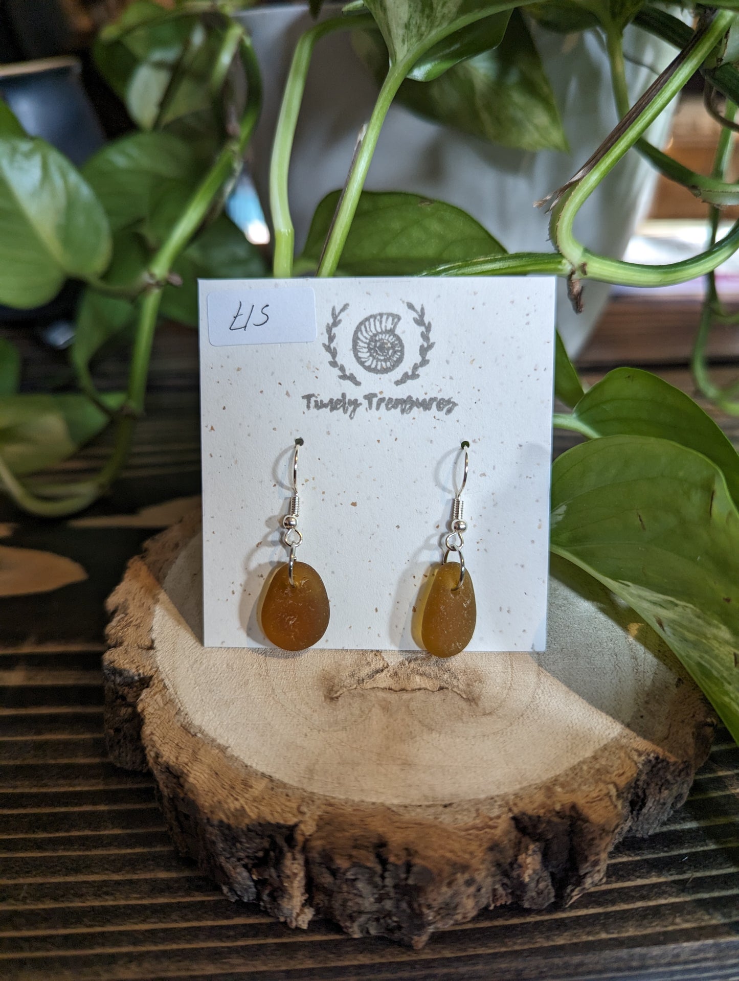 Drilled Sea Glass Drop Earrings by Timely Treasures
