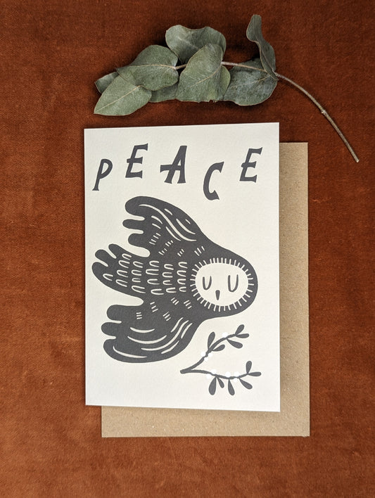 'Peace' Sleepy Owl Christmas Card