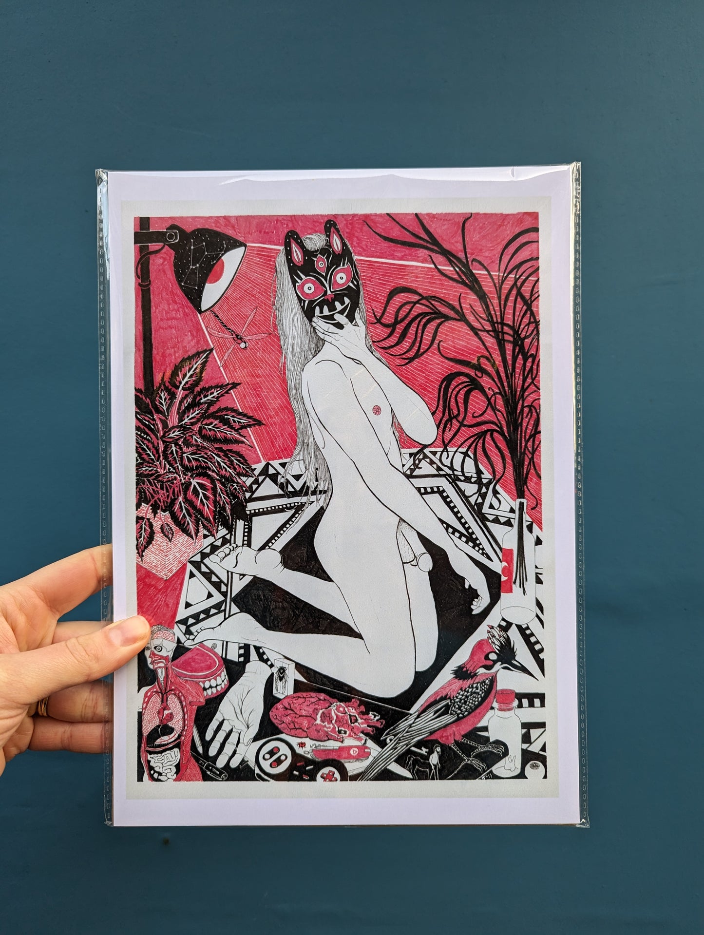 "Nude with Fox Mask" Print by Theo Cleary