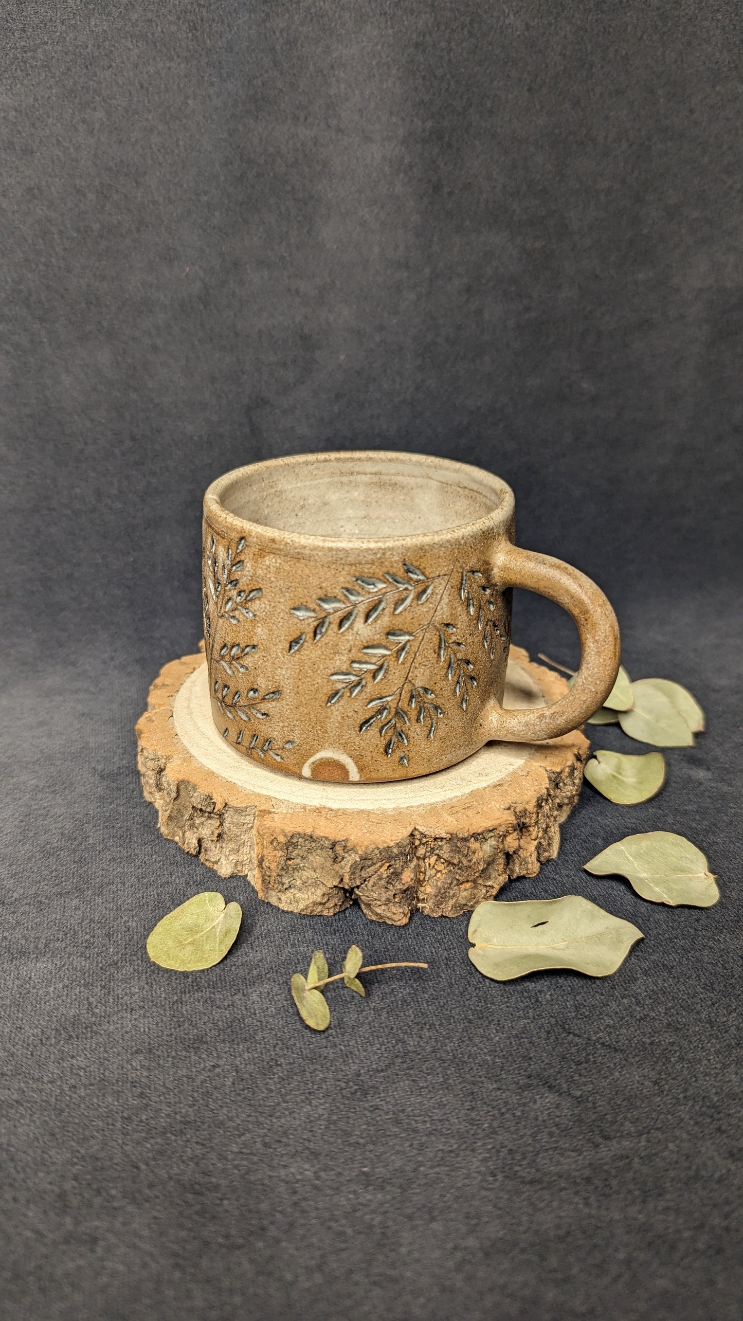 Hand carved Fern Mug by Maria Poyato