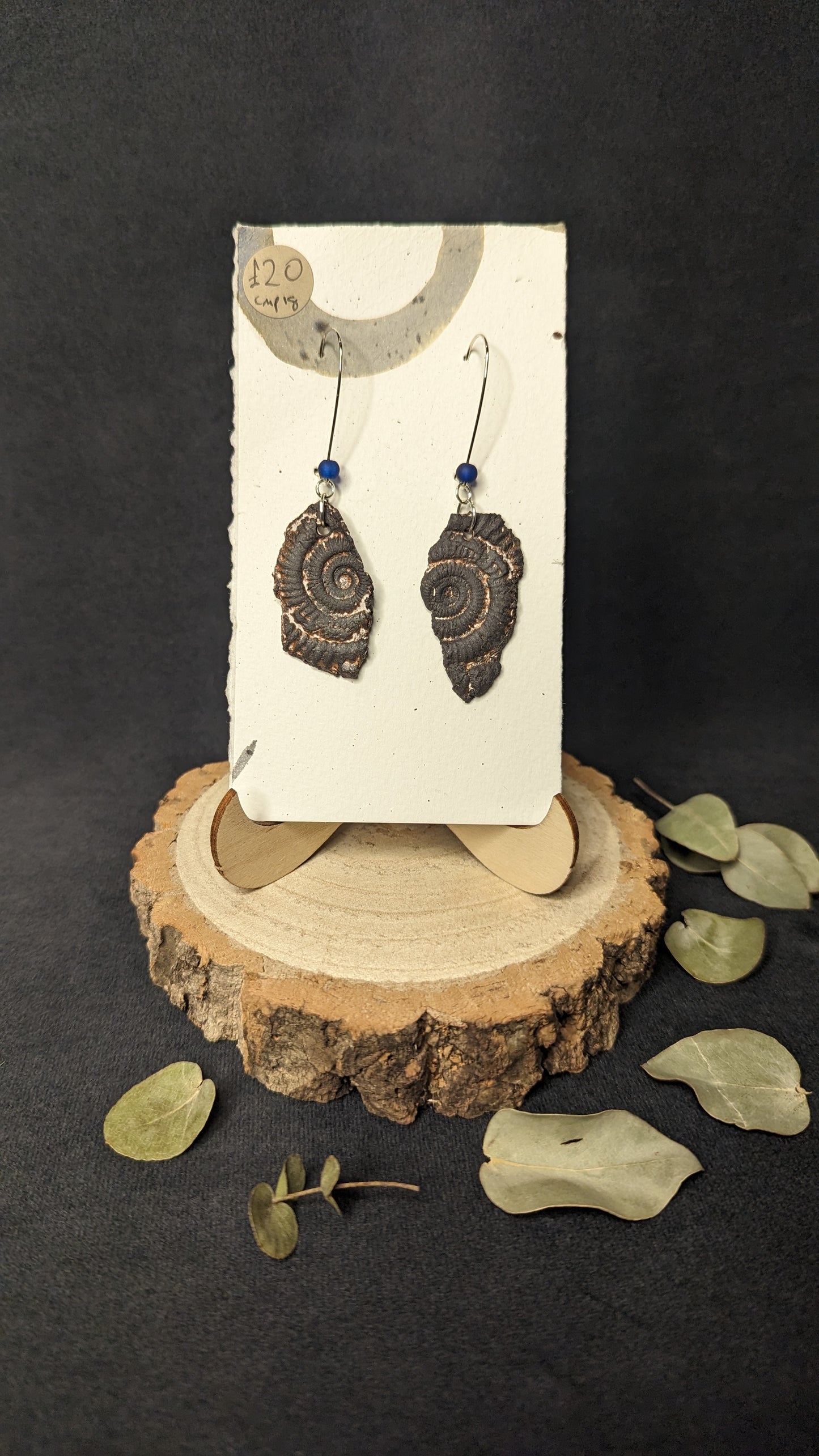 Ammonite Clay Dangle Earrings by María Poyato