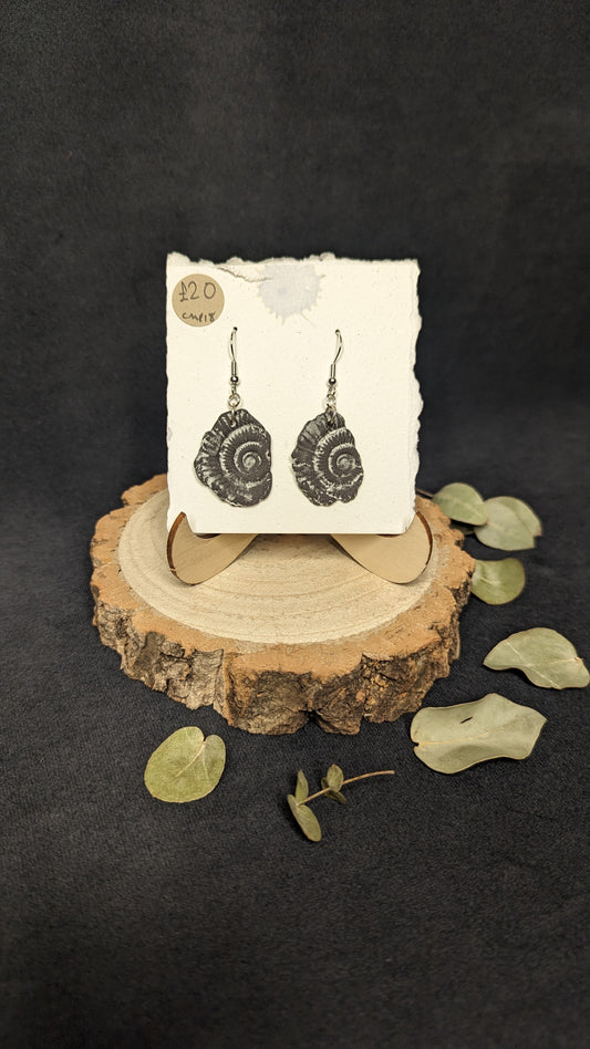 Ammonite Clay Dangle Earrings by Maria Poyato