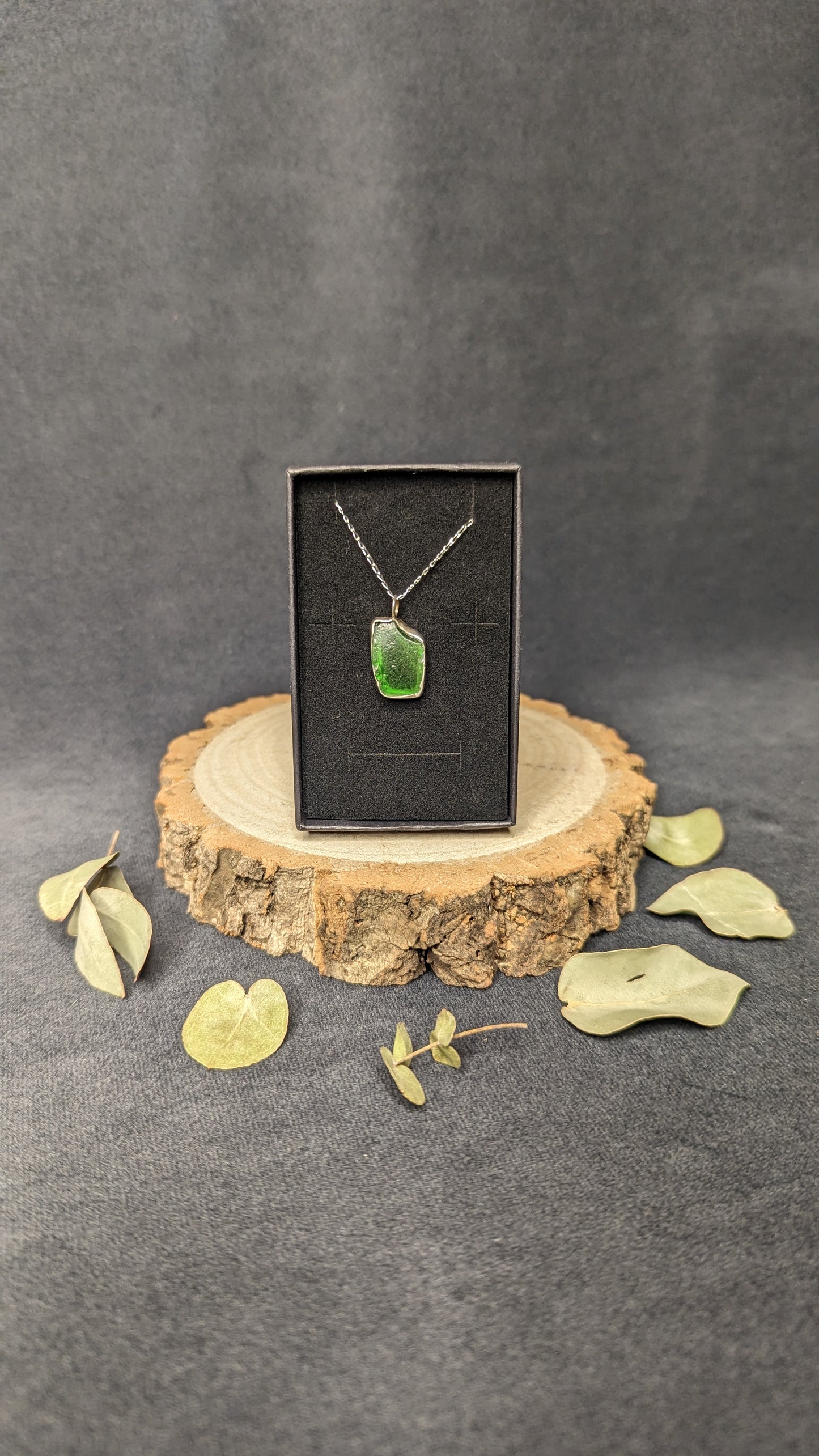 Green Sea Glass Pendant by Dust Designs