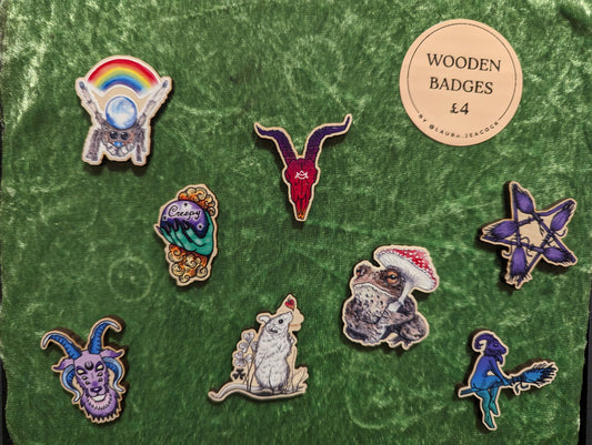 Wooden Badges by Laura Jeacock