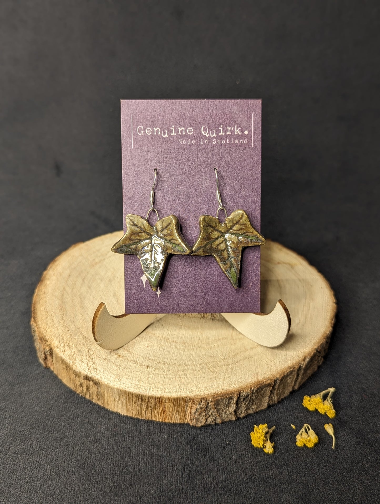 Ivy Leaf Ceramic Earrings by Genuine Quirk