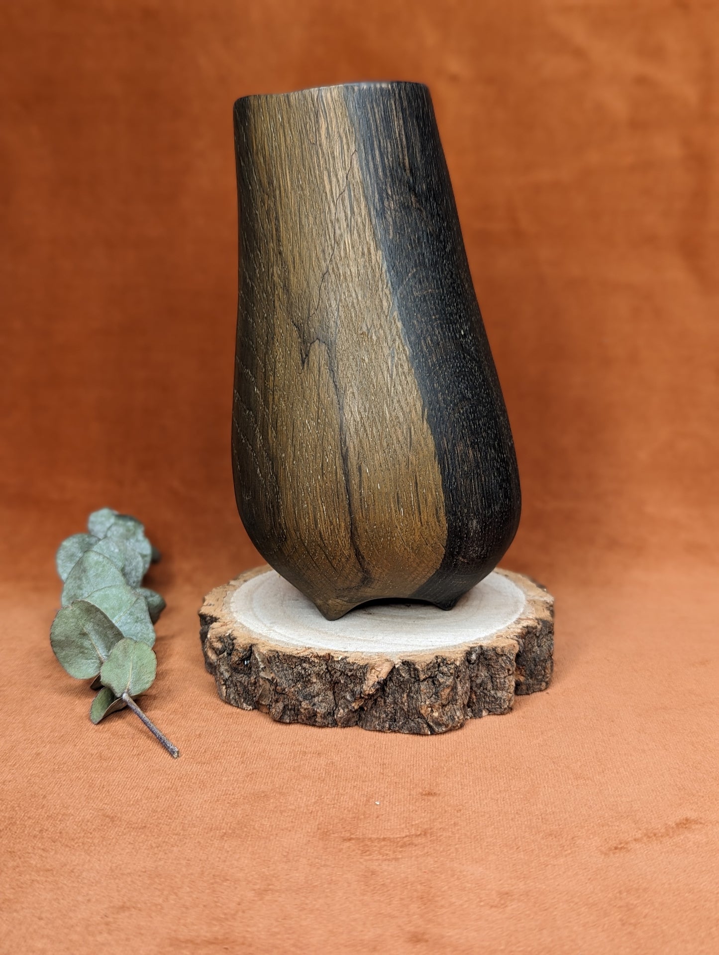 Ebonised Oak Creature Vase by Daniel Tysen