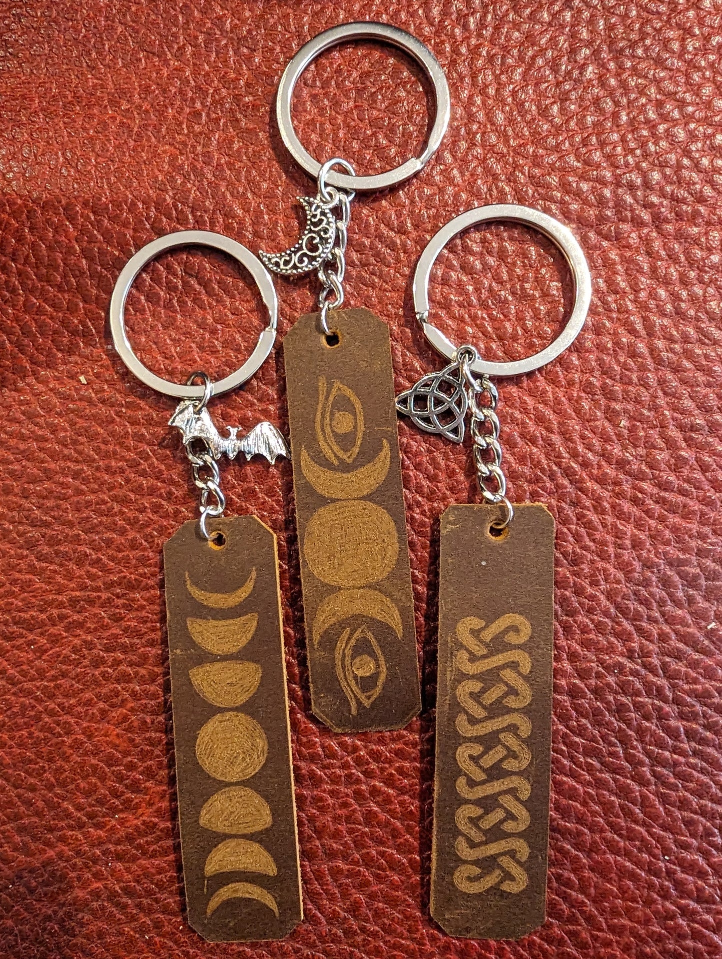 Etched Leather Keychain