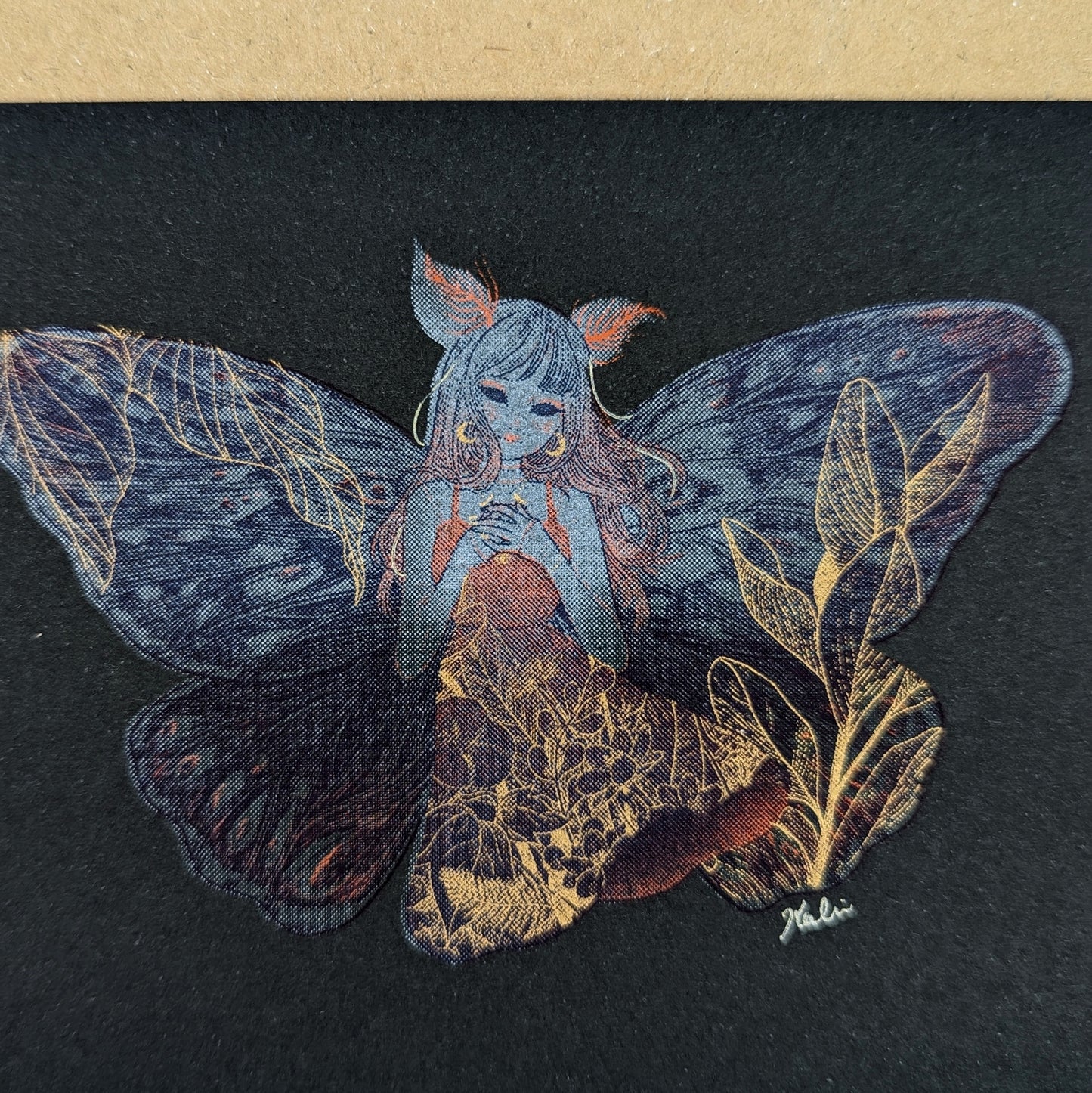 "Moth Girl" Postcard by Kalin Lin