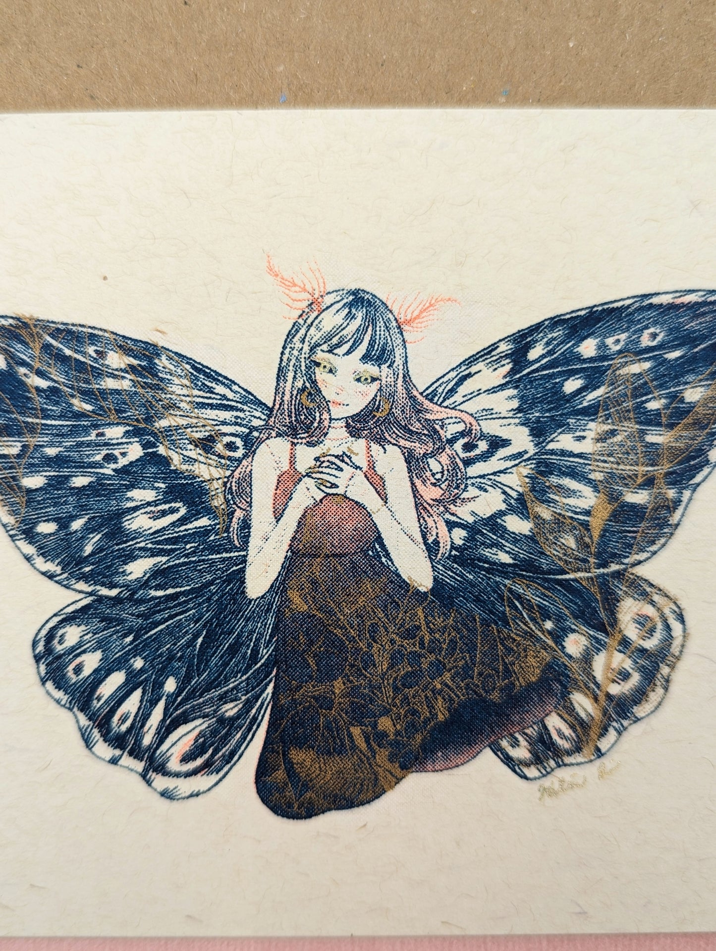 "Moth Girl" Postcard by Kalin Lin
