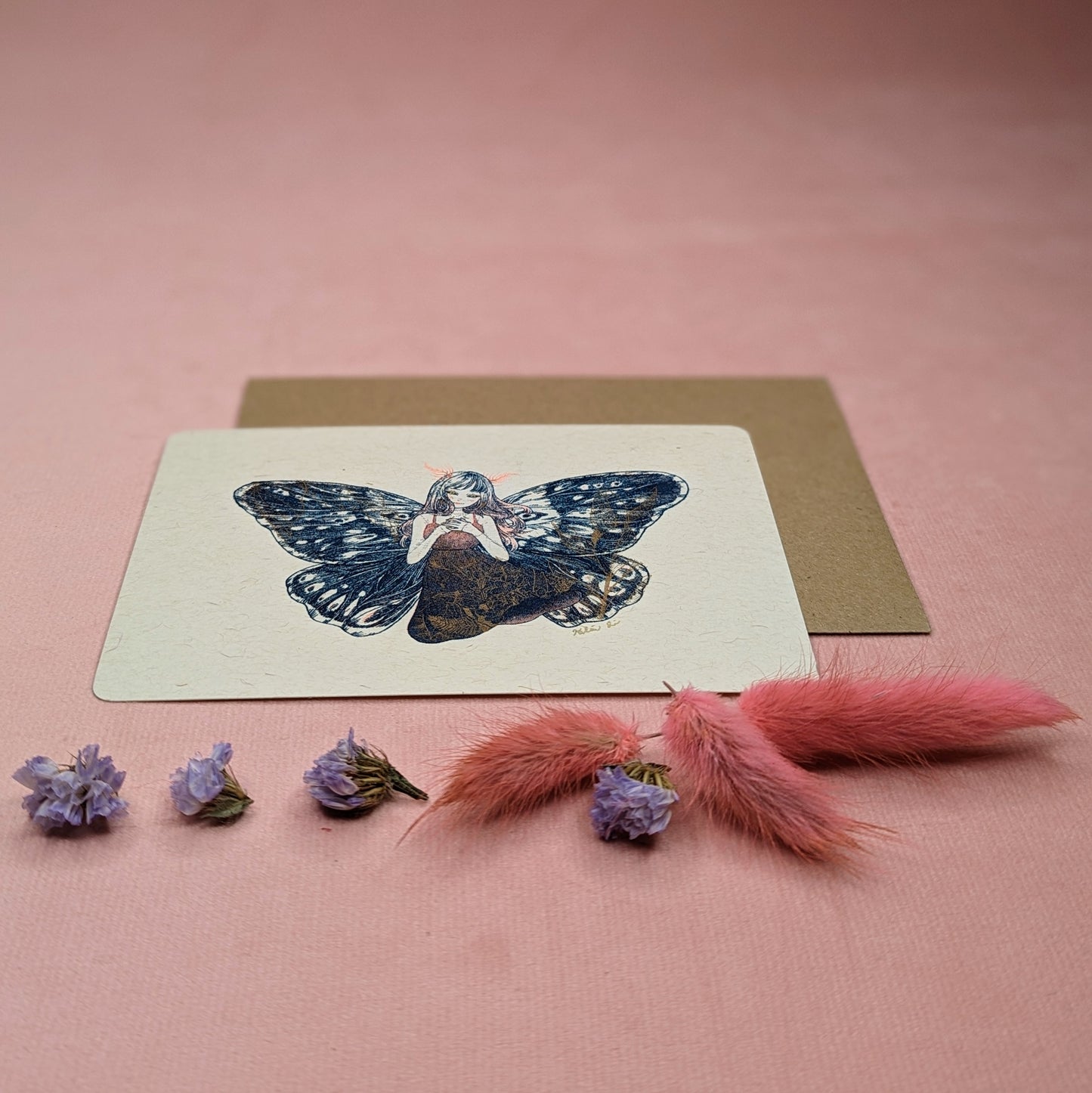 "Moth Girl" Postcard by Kalin Lin