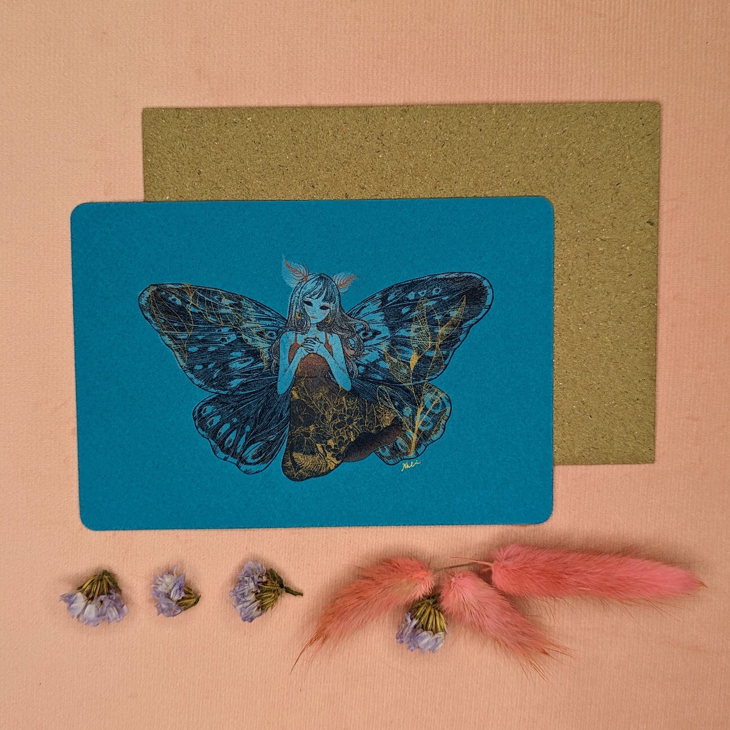 "Moth Girl" Postcard by Kalin Lin