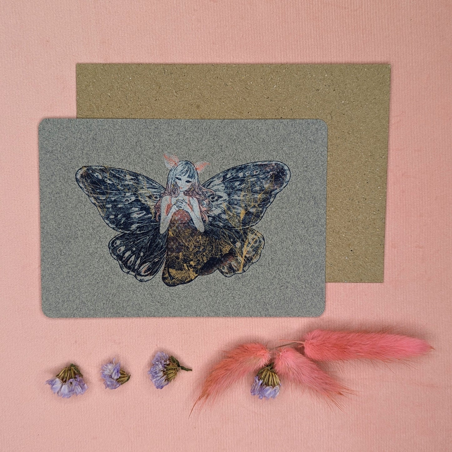 "Moth Girl" Postcard by Kalin Lin