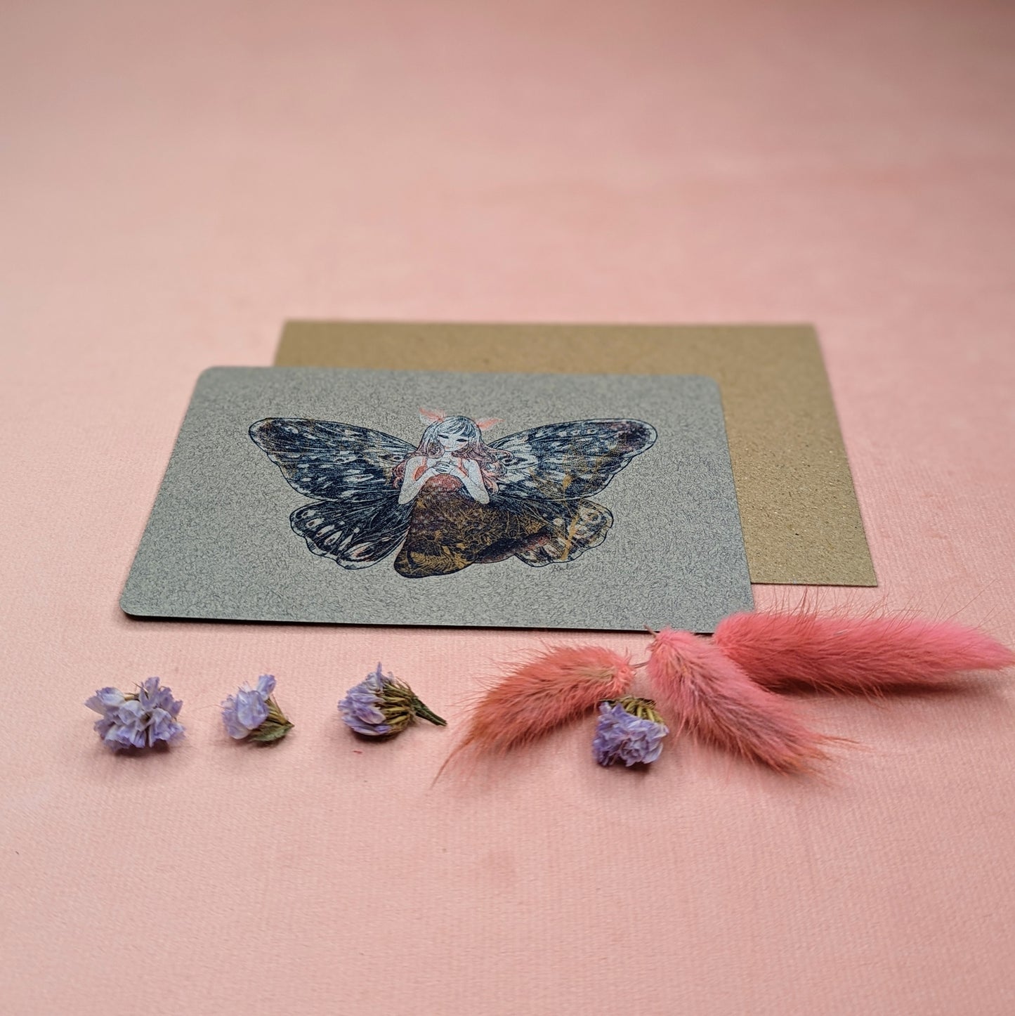 "Moth Girl" Postcard by Kalin Lin