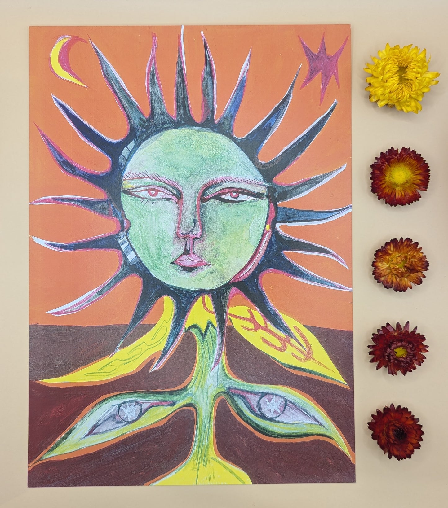 "Flower Sun" A4 Print by Bea Dessent
