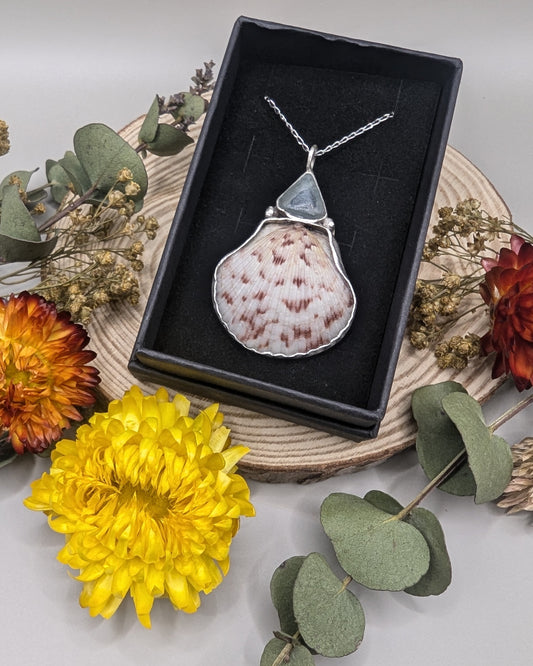 Seashell and Sea Glass Silver Necklace