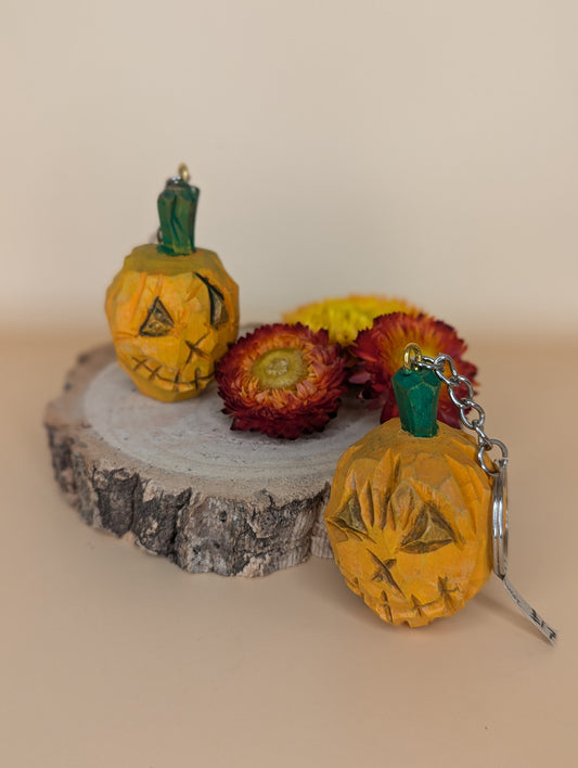 Scarecrow Woodcrafts Pumpkin Keychain