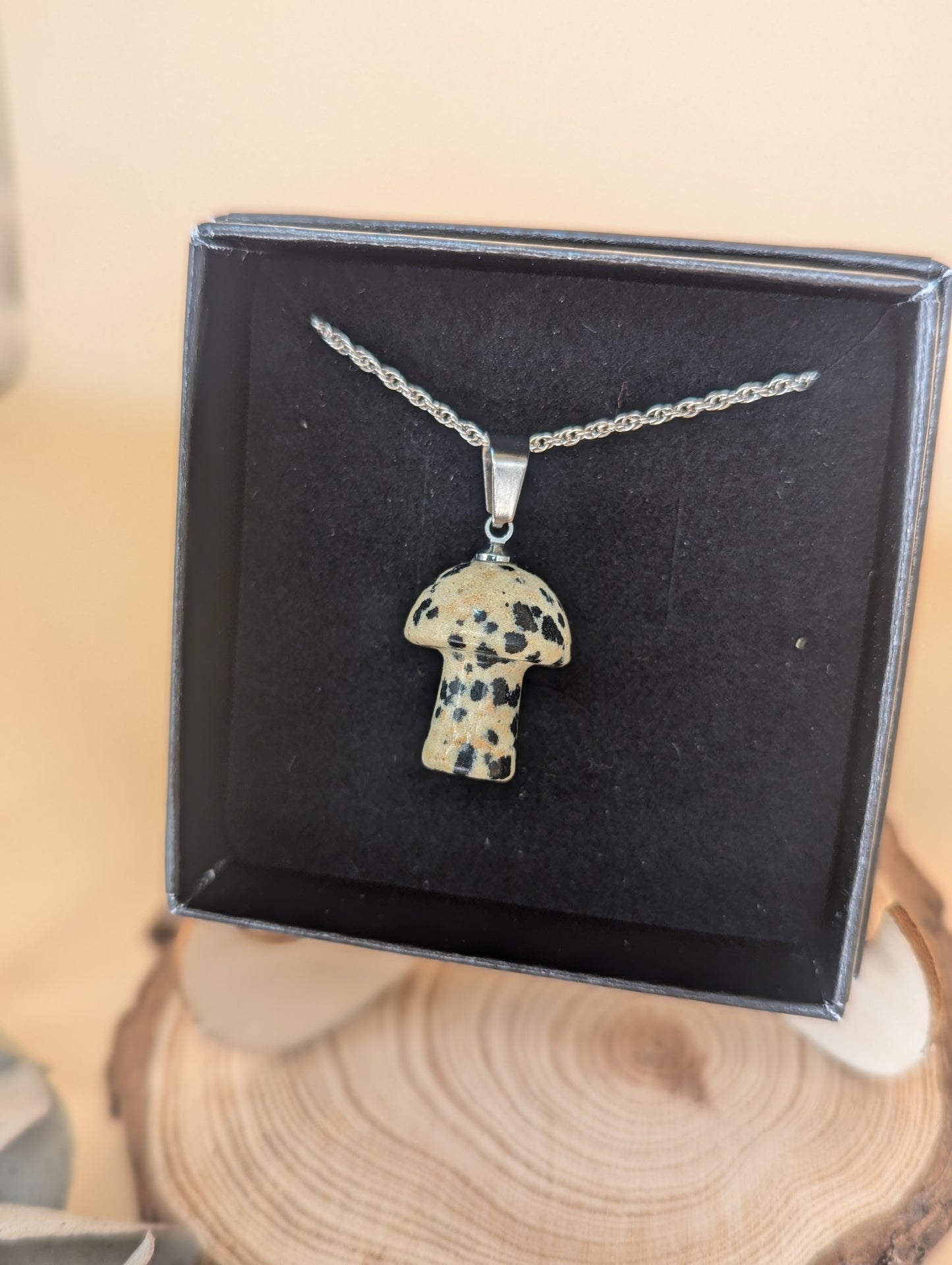 Crystal Mushroom Pendant on Silver Chain