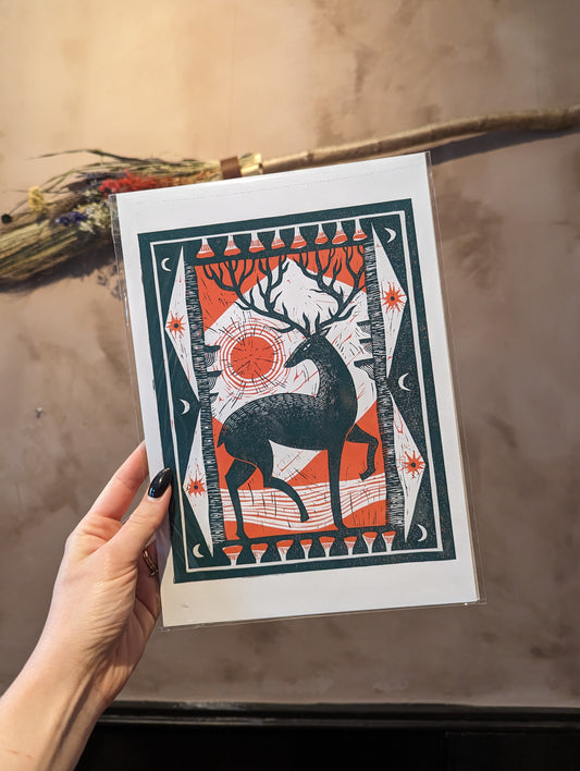 "Stag and Birch" Print by Flora Dewar