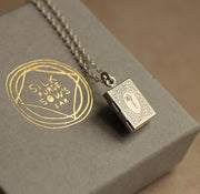 Engraved Silver Book Locket