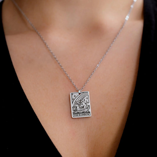 The Rainbow Tarot Card Silver Necklace by Leftbians