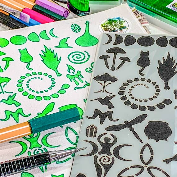 Wiccan Journal Stencil