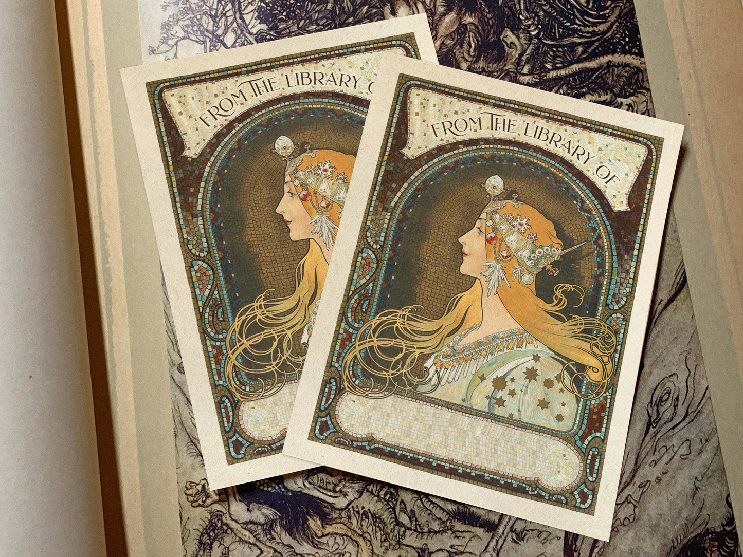 Zodiac Maiden by Alphonse Mucha Bookplates