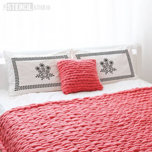 Marjorie Flowers & Leaf Border Stencil