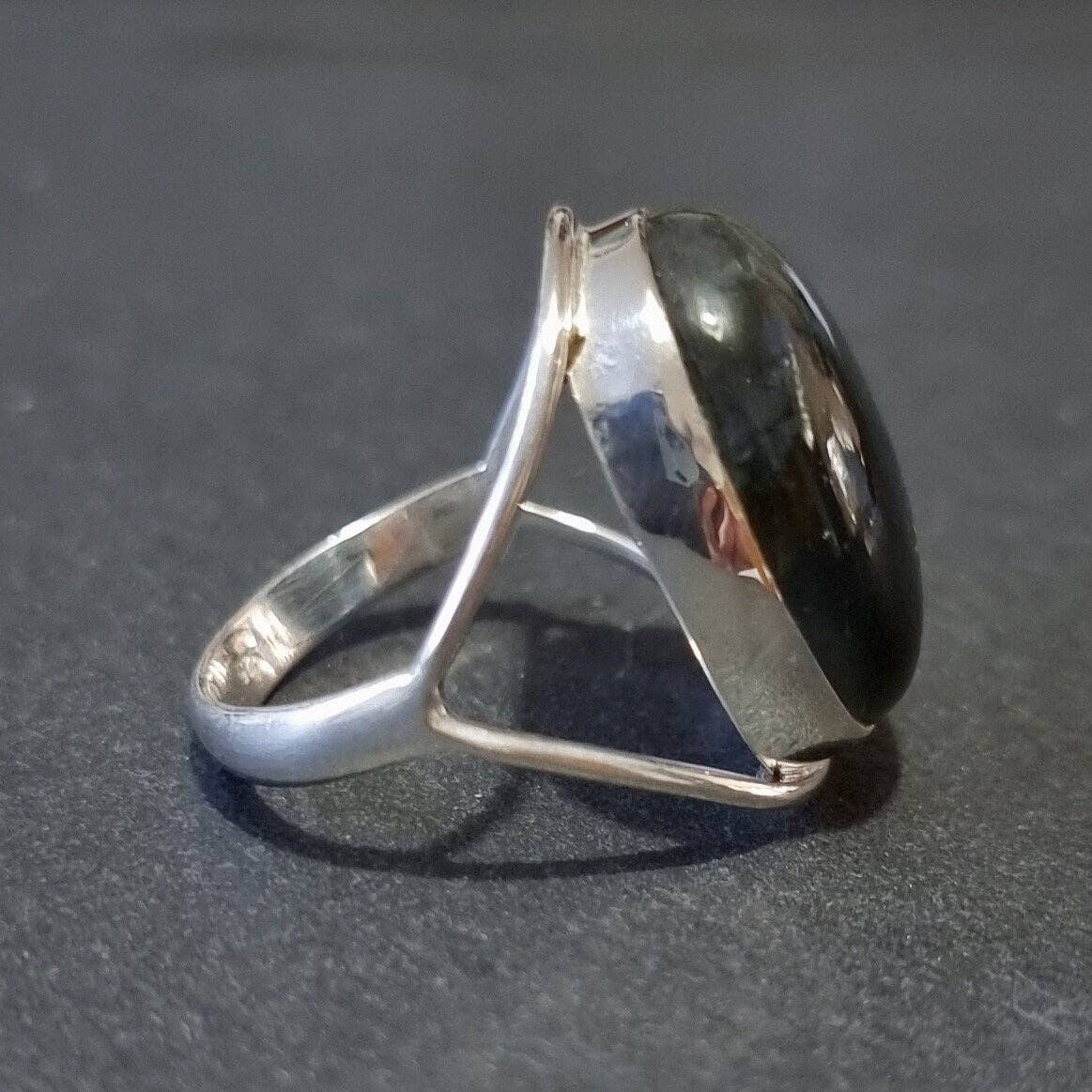 Sterling Silver Large Oval Labradorite Ring