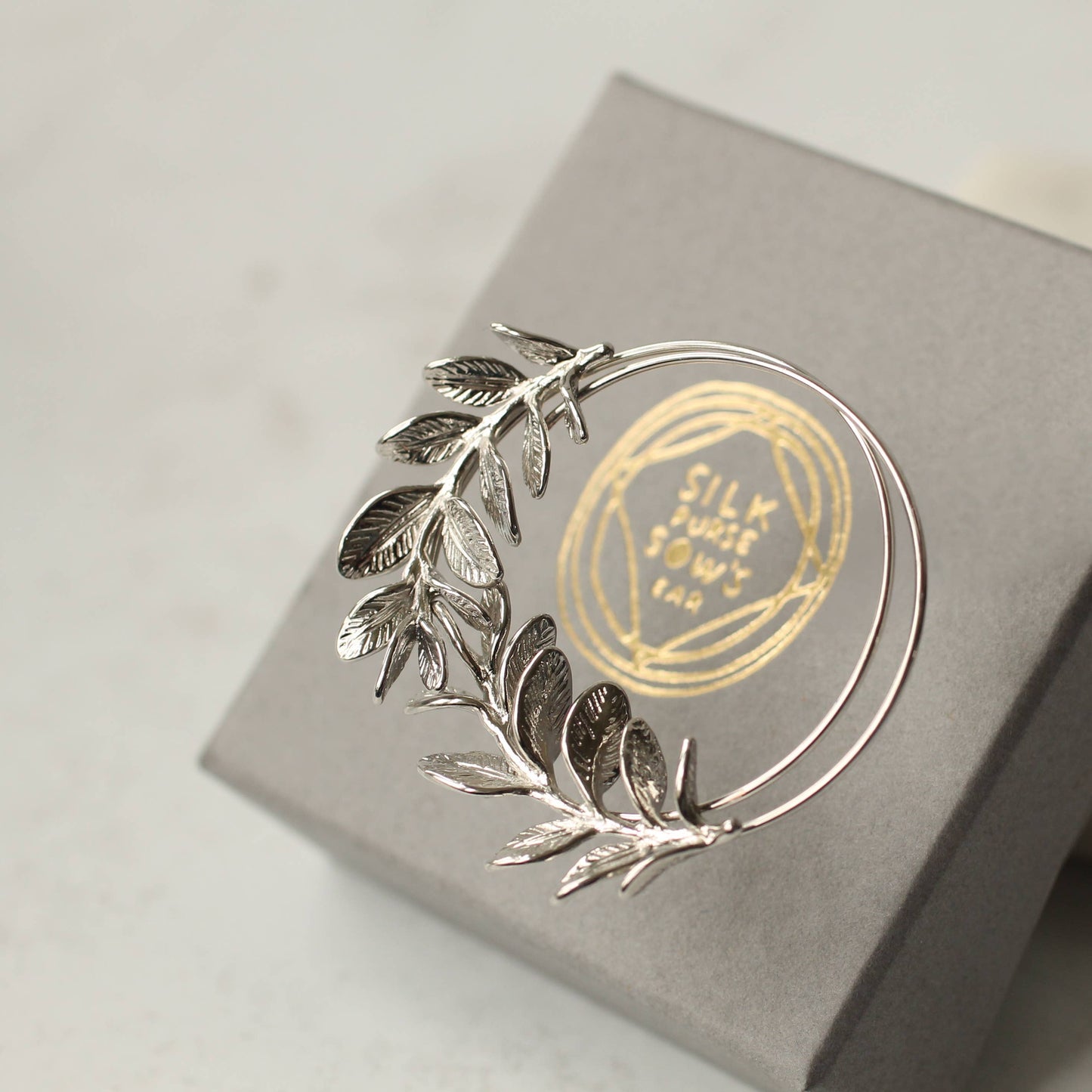 Rosemary Botanical Leaf Hoop Earrings