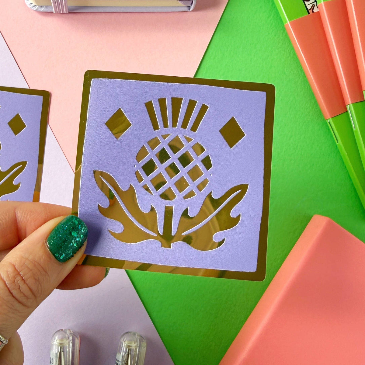 Gold Foil Thistle Tile Sticker