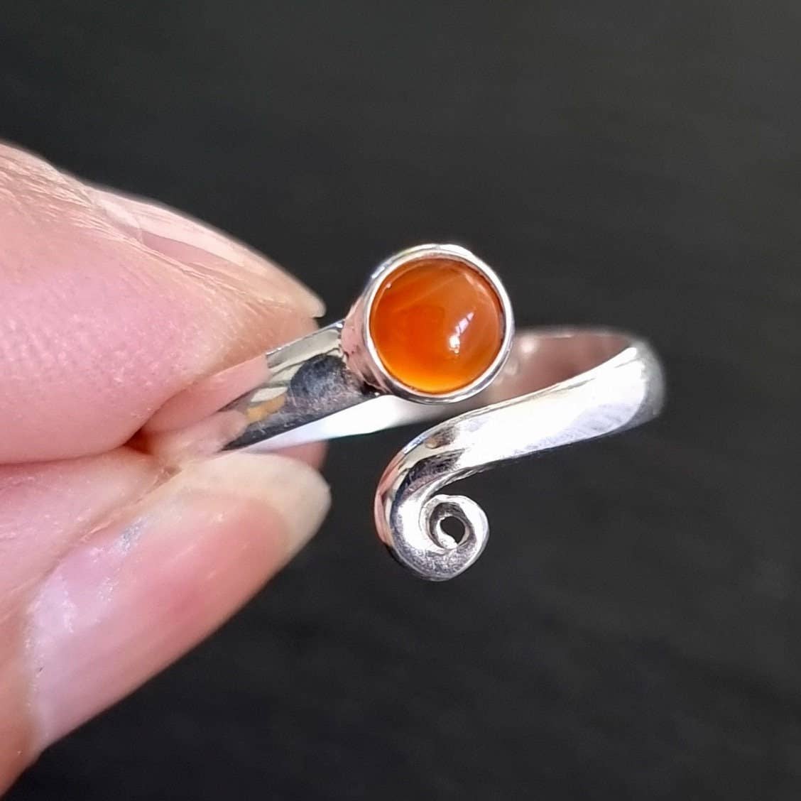 Sterling Silver Adjustable Carnelian Ring