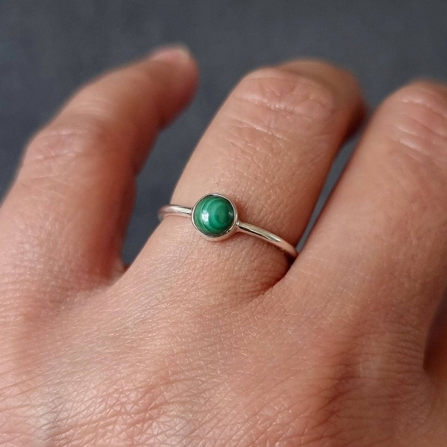 Malachite Sterling Silver Stacking Ring